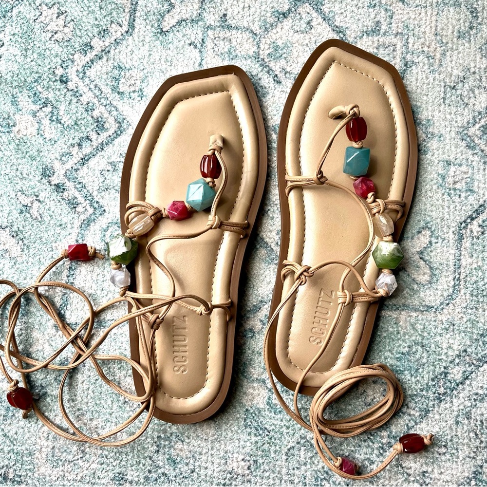 SCHUTZ Gem Tie-Up Sandals 🔥🔥🔥